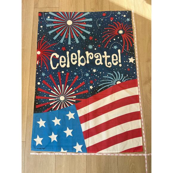 Vintage Outdoor Porch Flag Patriotic Fourth of July Fireworks Celebrate USA JL - Picture 1 of 7